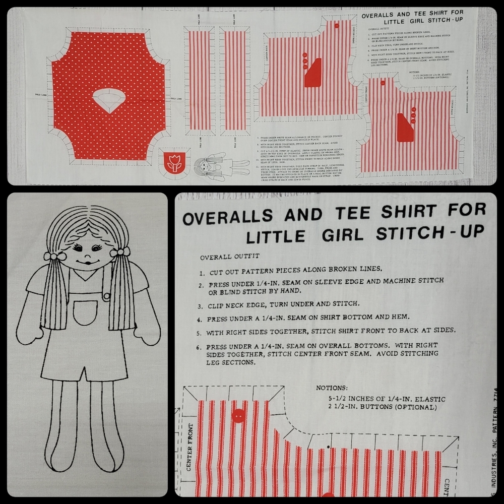 Vintage Sewing Panel - DIY Overalls and T-shirt for Little Girl Stitch-Up